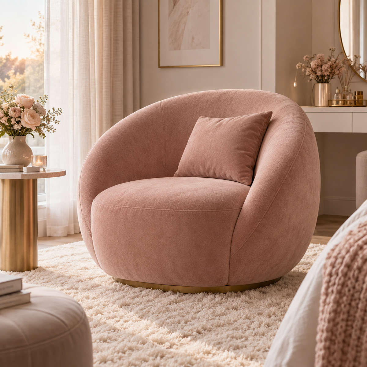 VUQMIRANA™ Selune Blush Cocoon Chair