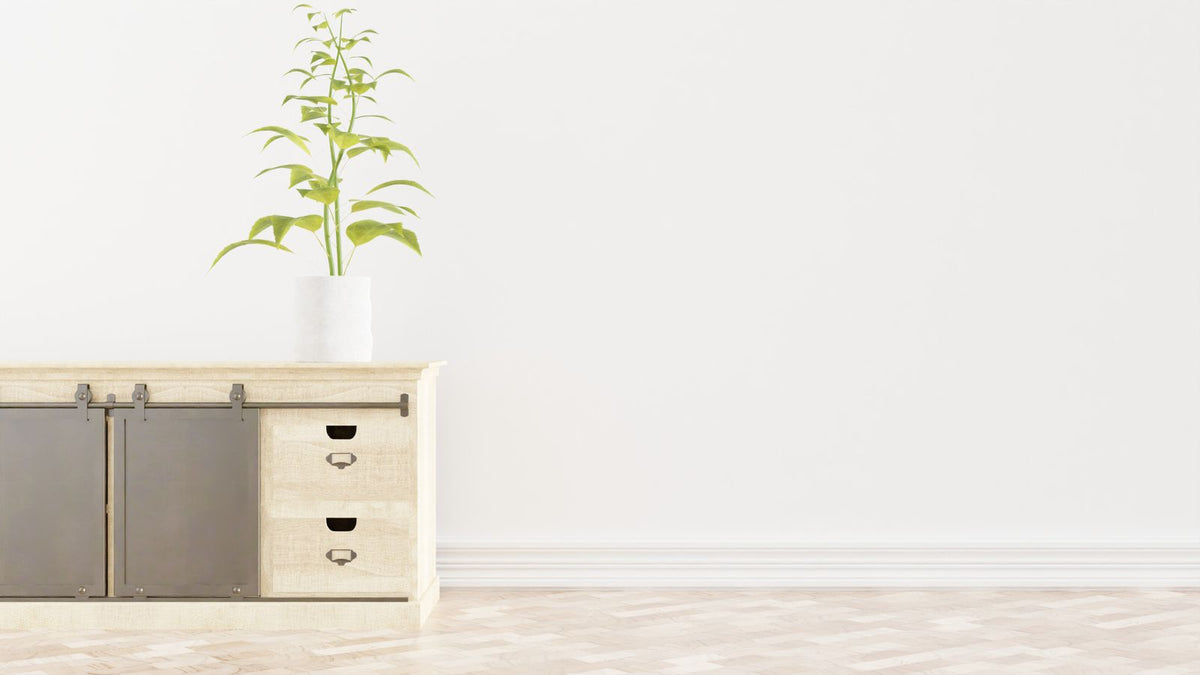 Noma Fluted Oak Media Console – Modern TV Stand, Japandi Storage Credenza, Warm Wood Entertainment Cabinet with Concealed Storage – lifestyle image 3
