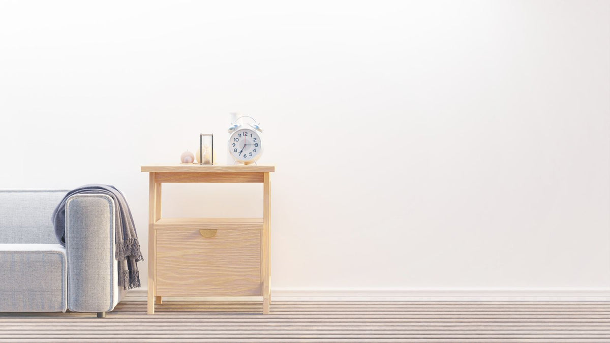 Elian Sculpted Wood Side Table – Small Japandi End Table, Minimalist Bedside Accent Table, Warm Natural Living Room Pedestal – lifestyle image 2